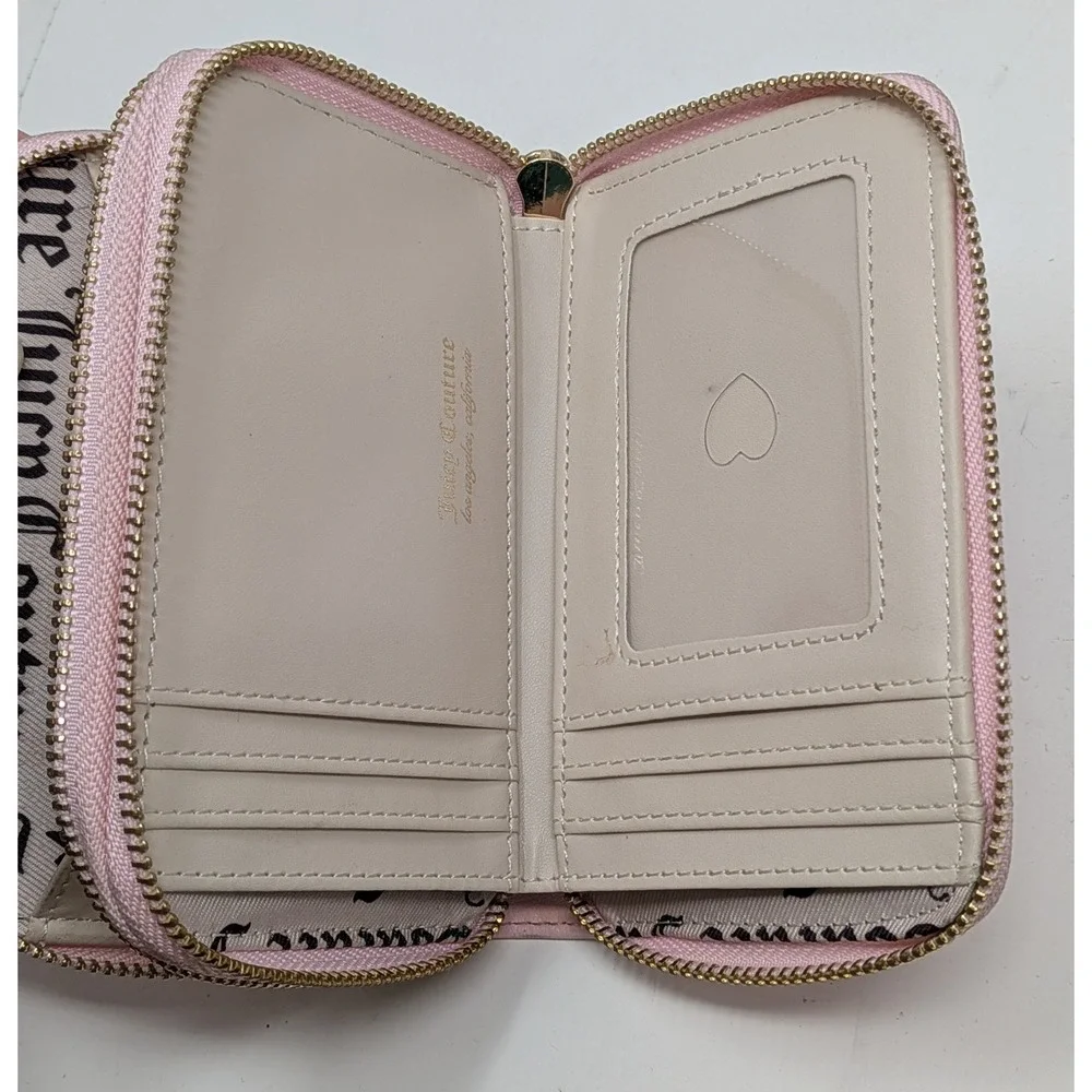 Juicy Couture State Of My Heart Medium Double Zip Around Wallet Light Pink